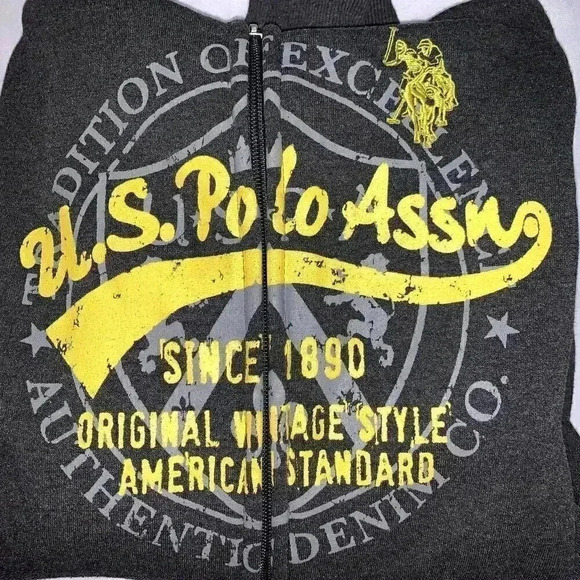 US POLO ASSN Zip-Front DARK GREY Hoodie, YOUTH 18 THE ADDITION OF EXCELLENCE. - Picture 8 of 8